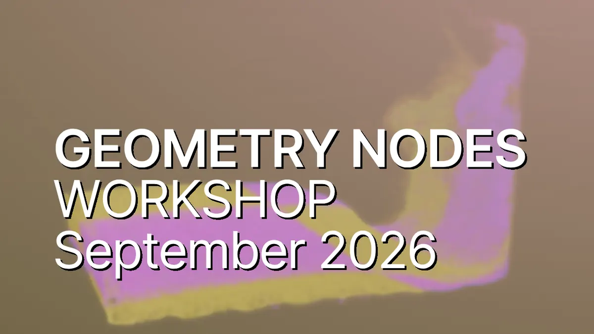 Capa oficial do workshop de Geometry Nodes do Blender realizado em setembro de 2026