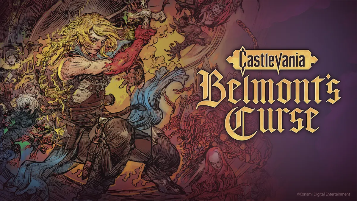 Rose Belmont empunha o chicote Vampire Killer na arte oficial de Castlevania Belmont's Curse.