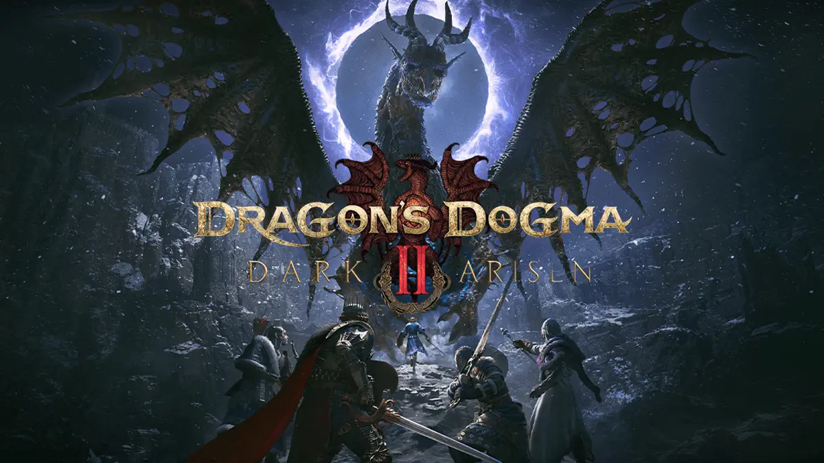 Arisen e companheiros diante de uma criatura em Dragon’s Dogma 2 Dark Arisen