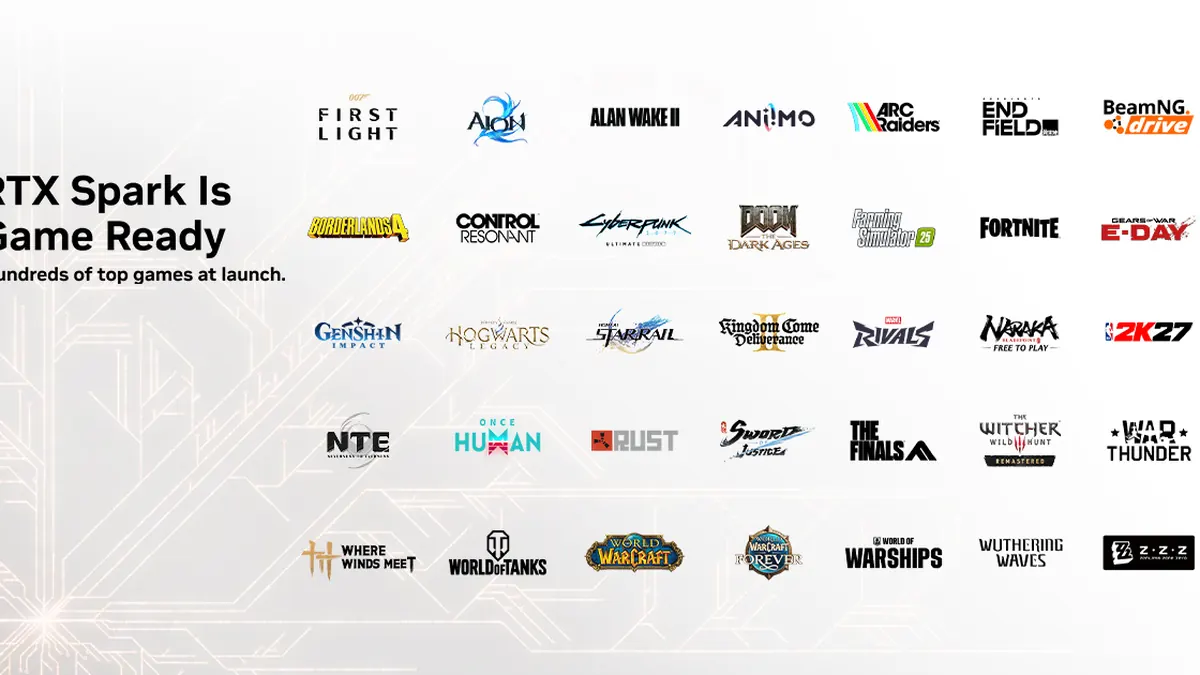 Notebook com a plataforma NVIDIA RTX Spark exibindo um jogo em tela.