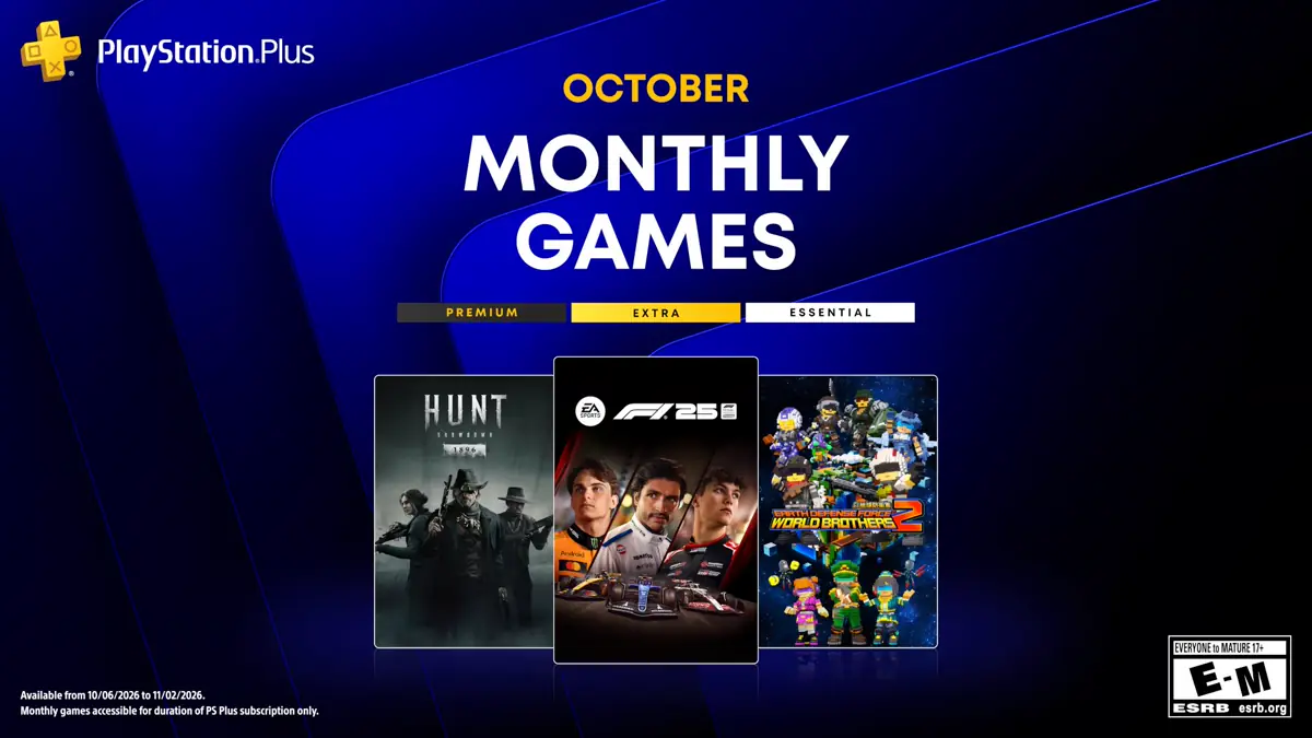 Montagem oficial dos jogos mensais do PlayStation Plus de outubro de 2026